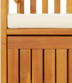 Storage Bench Natural Wood Solid Acacia Wood with a Polyester Cushion,Rustic Storage Bench | Solid Acacia Wood with Soft Cushion | Hallway & Garden Use Patio Furniture