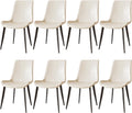 Dining Chairs, Modern PU Leather Dining Room Chair with Sturdy Metal Legs, Upholstered Seat Dinner Chairs Accent Side Chairs for Indoor Kitchen Living Room Restaurant Cafe (Cream, Set of 8)