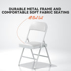 Nazhura 4 Pack Folding Chairs with Padded Vinyl Cushion Chairs with Comfortable Cushion and Durable Steel Frame for Home and Office, for Indoor and Outdoor Events (White, Vinyl)