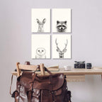 Stupell Industries Woodland Animals Portrait Grey Drawing Design