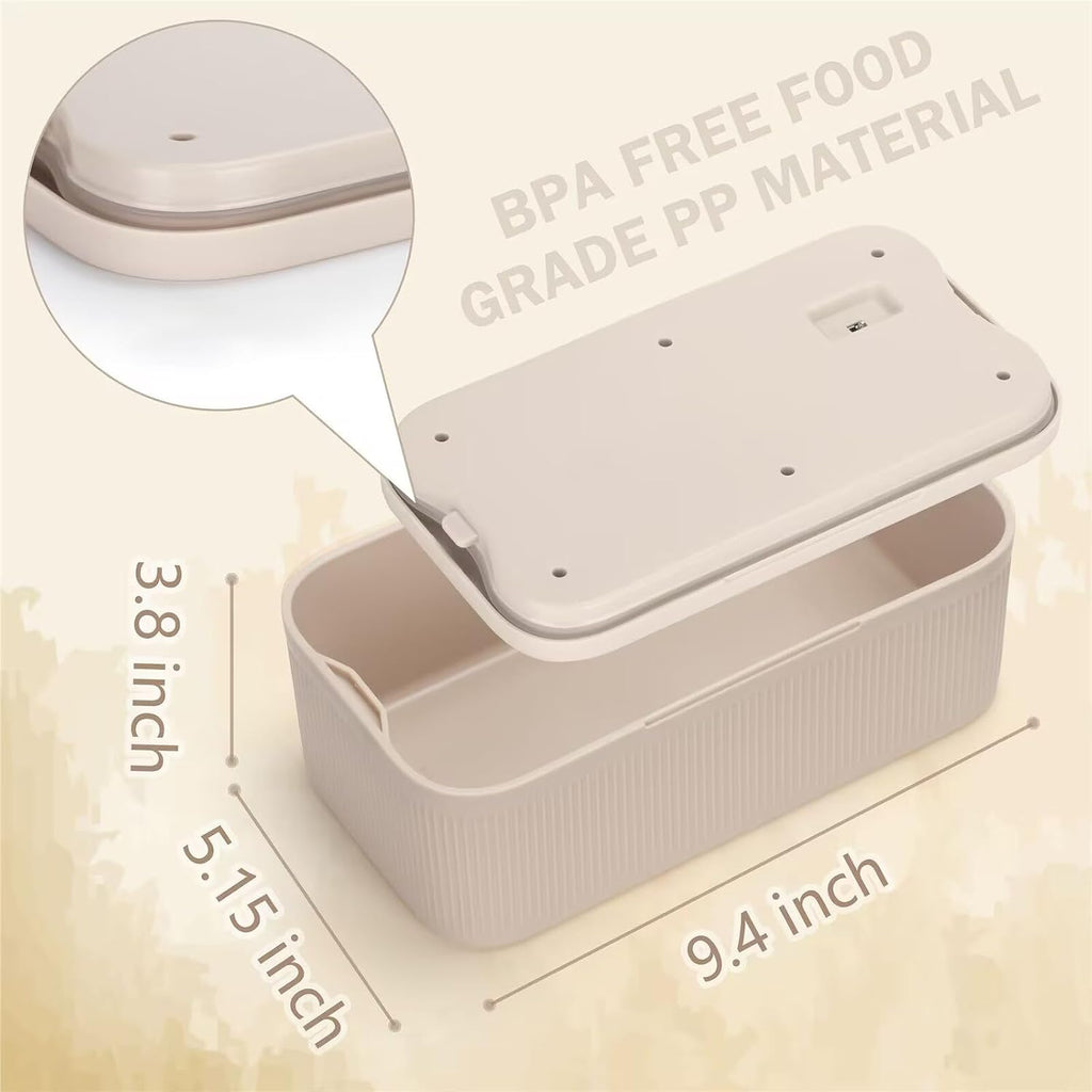 Locking Medicine Box with Code, Small Lockable Storage Box for Medications, Snacks, Phone & Food, Ideal for Home, Office, Fridge, Dorm, School, Travel, Gift (Beige)