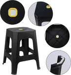 6 Pack Plastic Backless Stackable Stool, Black Plastic Classroom Stools