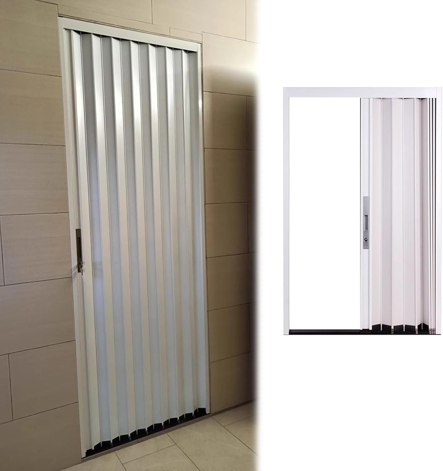 Collapsible Sliding Doors 80 in High, Aluminium Customizable Room Divider with 2 Keys for Kitchen Bathroom Livingroom Office (72x203cm/28.3x80in)