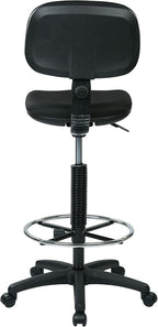 Office Star DC Series Adjustable Drafting Chair with Foot Ring and Sculptured Foam Seat, Icon Black Fabric