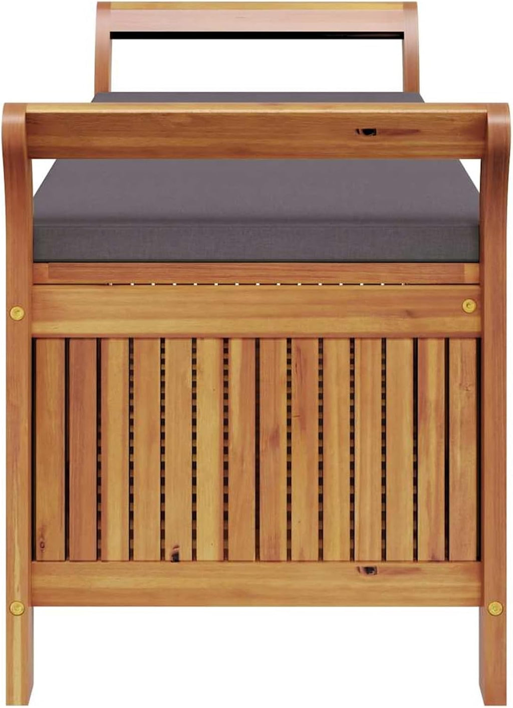 Gecheer Garden Storage Bench with Cushion – 126 cm Solid Acacia Wood Outdoor Bench with Ample Storage Space and Dark Grey Foam Seat