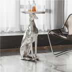 Dog Decorative Tray Side Table, Resin Animal Sculpture End Table for Living Room Entryway, Multi-Functional Serving Table for Drinks Keys Remote(Blue)