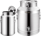 15l/20l/28l/35l Stainless Steel Milk Storage Can - Airtight Milk Transport Bucket with Silicone Lid for Home Brewing, Wine Making, and Water Storage Without Tap 35L