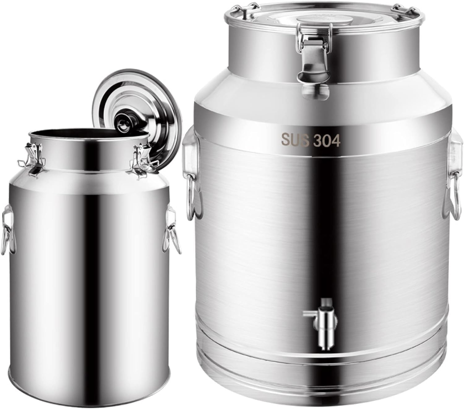 15l/20l/28l/35l Stainless Steel Milk Storage Can - Airtight Milk Transport Bucket with Silicone Lid for Home Brewing, Wine Making, and Water Storage Without Tap 35L