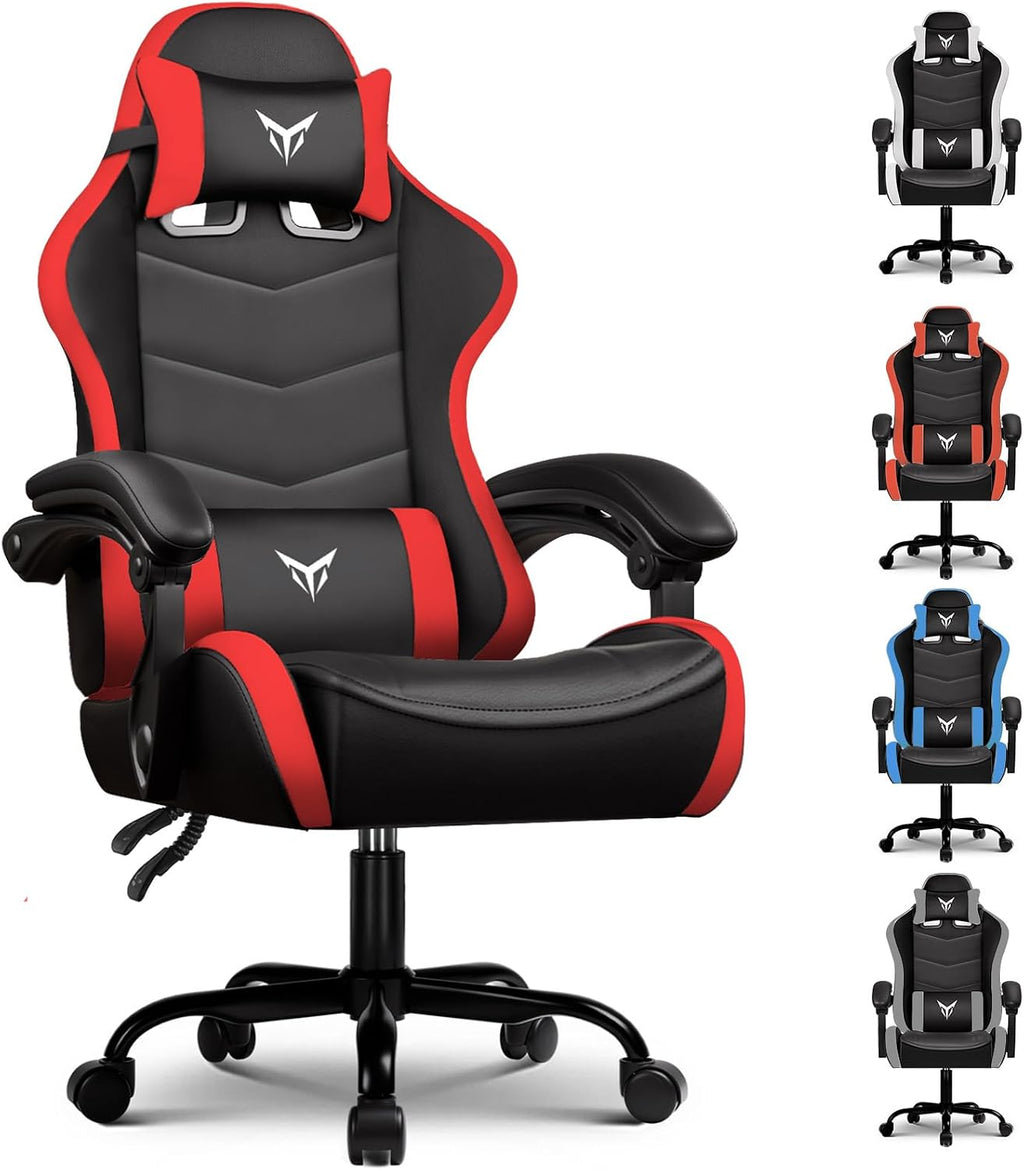 GTPLAYER Gaming Chair, Video Game Chairs Racing Style PC Game Chairs 350lbs for Adults - Padded High Back Ergonomic Reclining Silla Gamer, Linkage Armrest, Red