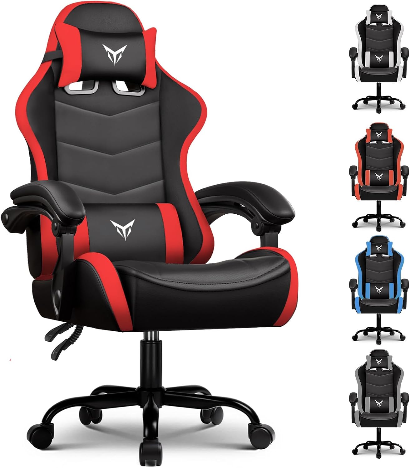 GTPLAYER Gaming Chair, Video Game Chairs Racing Style PC Game Chairs 350lbs for Adults - Padded High Back Ergonomic Reclining Silla Gamer, Linkage Armrest, Red
