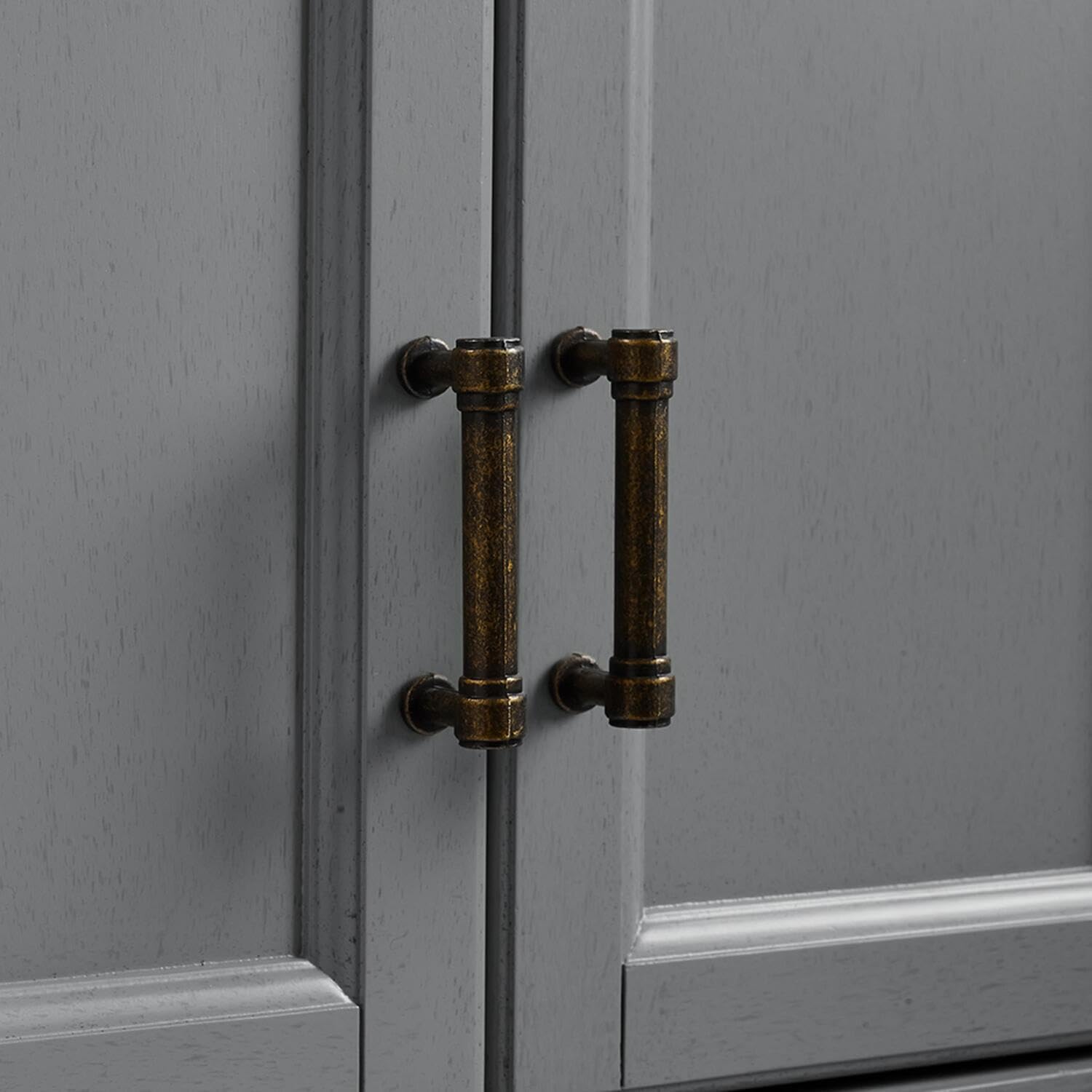 HomeStock Kitchen Pantry Cabinet - Large Storage, Adjustable Shelves, Distressed Gray Finish