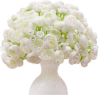 32Pcs Ranunculus Artificial Flowers, Ivory White Faux Silk Mini Peonies Bulk – Fake Wedding Flowers for DIY Bouquet, Home Decor, Bridal Shower & Centerpieces