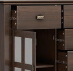 SIMPLIHOME Artisan Buffet - 54 inch Wide Solid Wood 3-Door Sideboard Buffet in Natural Aged Brown, Transitional Storage Cabinet for Dining Room or Kitchen with Adjustable Shelves and Bronze Hardware