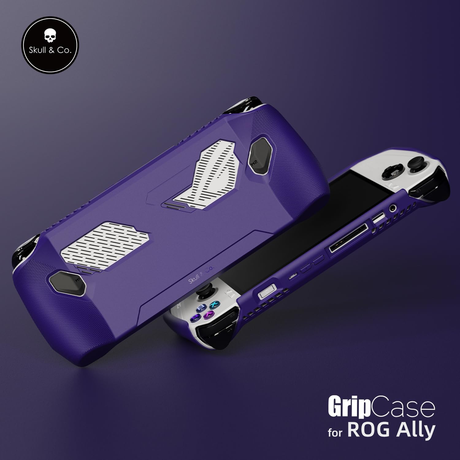 Skull & Co. GripCase Ally for ROG Ally (2023 Model): A Soft Protective Case with Textured Grips Full Protection and Stand, Shock-Absorption Non-Slip and Anti-Scratch Cover Design - Black