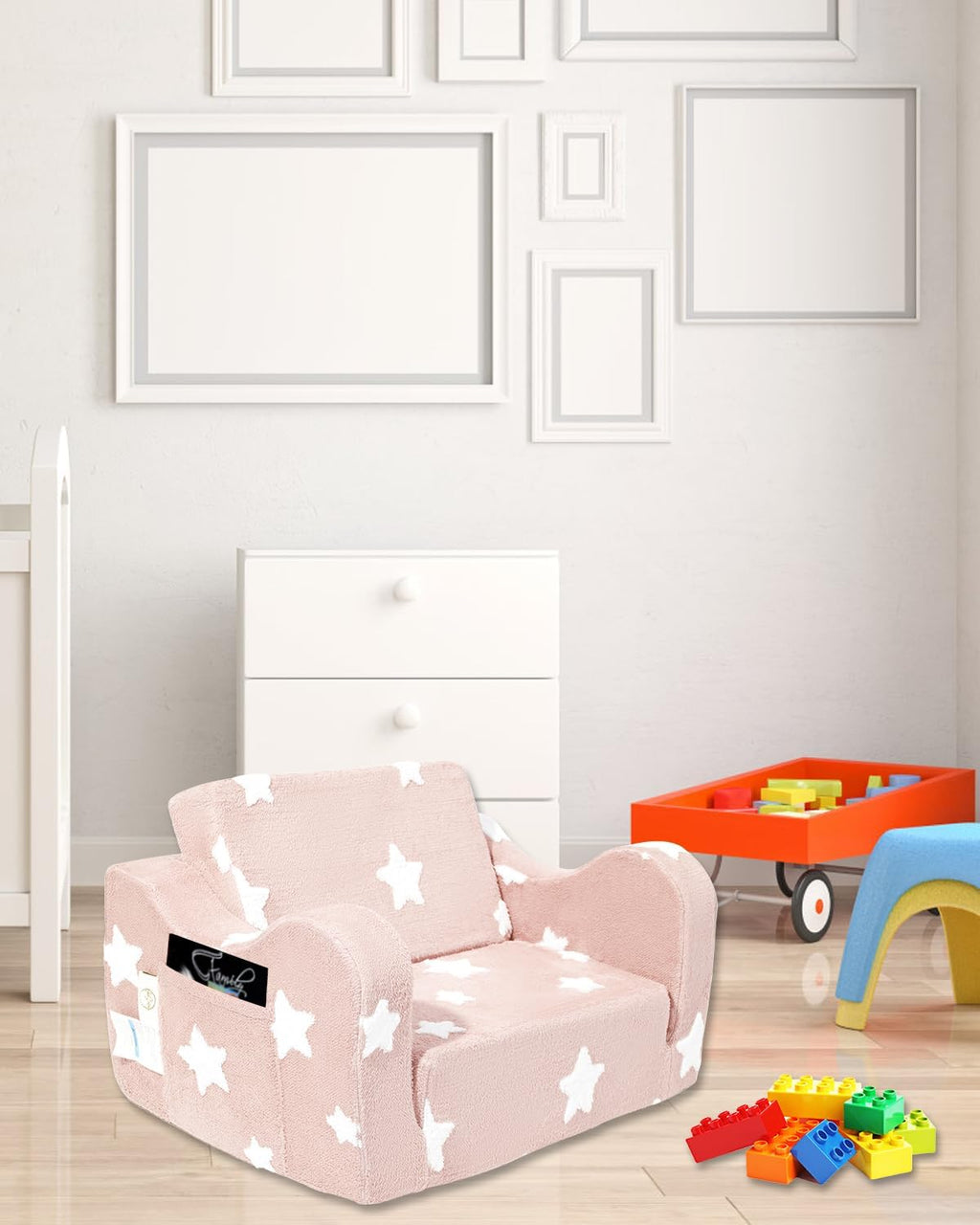 KokoSelene Toddler Couch, Kids Couch for Toddler Fold Out, 2-in-1 Convertible Kid Sofa to Lounger Bed for Girls and Boys, Ideal for Reading Sleeping Gaming Decor (Pink)