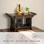 2-Tier Meditation Table, Personal Shrine Altar Cabinet with Retractable Pull Plate, Bamboo Prayer Table for Living Room, Bedroom, Office(19.6 * 9.8 * 11in)