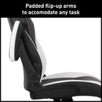 Realspace RS Gaming™ RGX Faux Leather High-Back Gaming Office Chair, Black/White, BIFMA Compliant