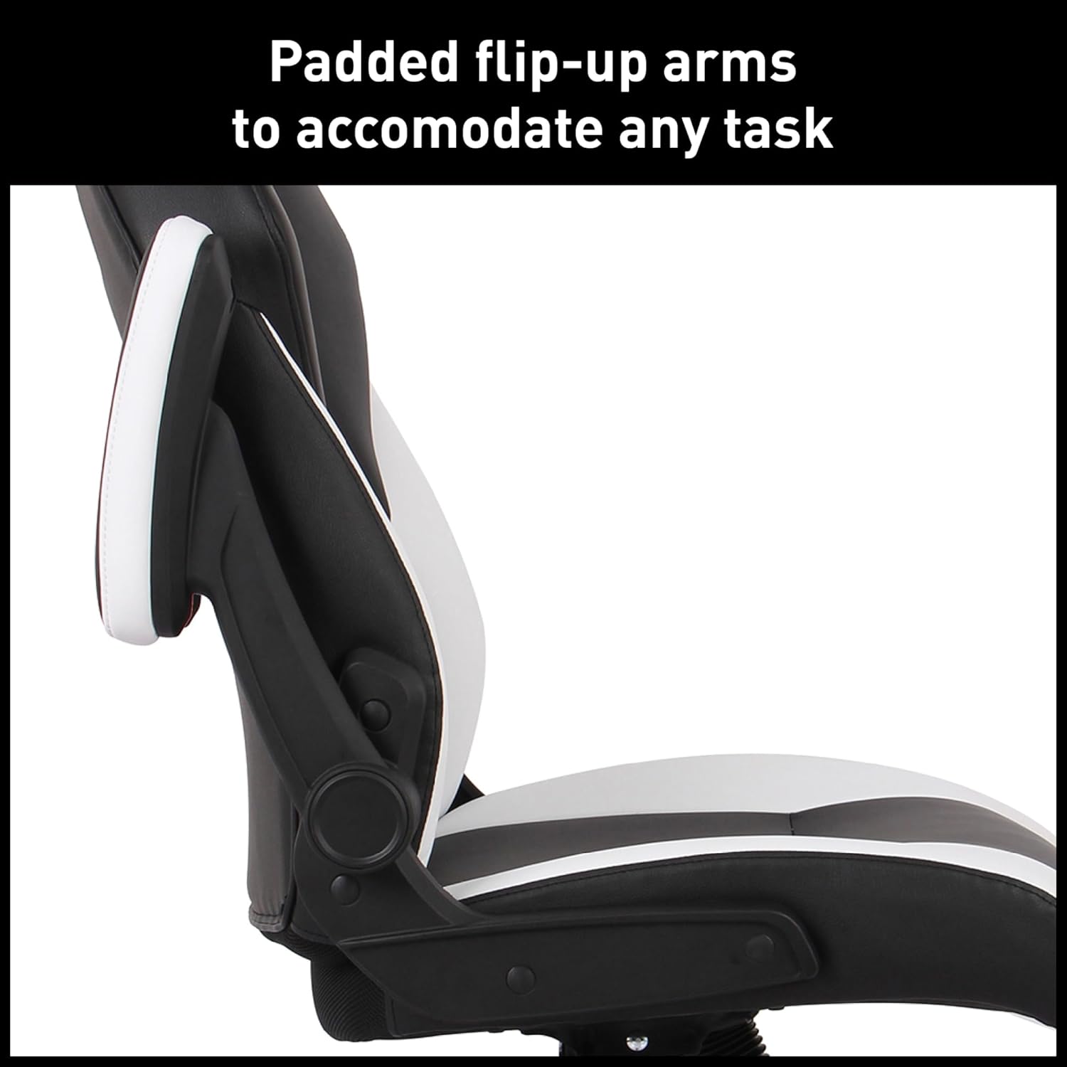Realspace RS Gaming™ RGX Faux Leather High-Back Gaming Office Chair, Black/White, BIFMA Compliant