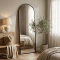 57"x18" Floor Mirror Full Length, Arched Full Length Mirror with Stand, Full Body Mirrors for Bedroom Living Room or Cloakroom Black