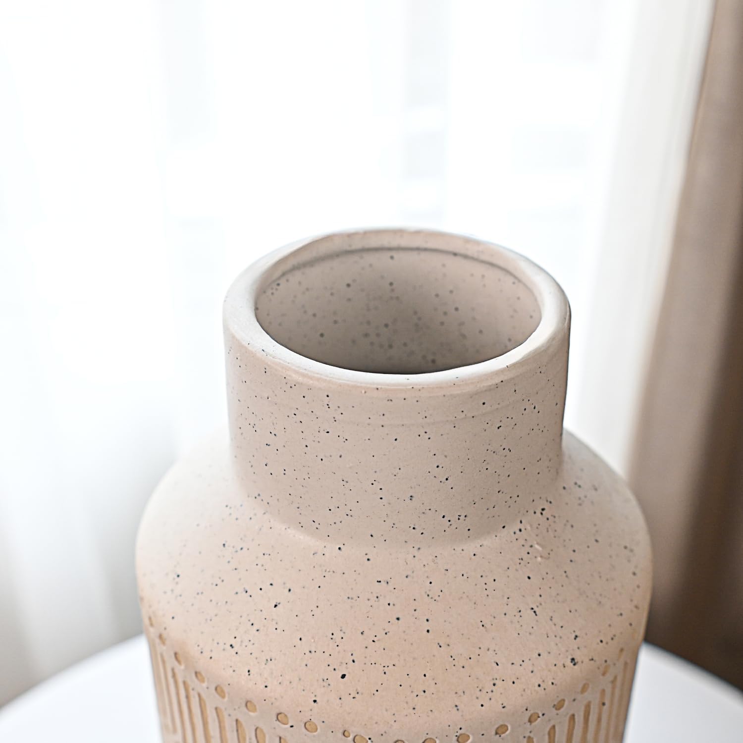 Farmhouse Large Ceramic Vase for Living Room Bedroom 15.75'' Flower Vase for Fake Plant Home Decor Office Table Shelf Fireplace Centerpieces Retro Vintage Classic Modern Rustic