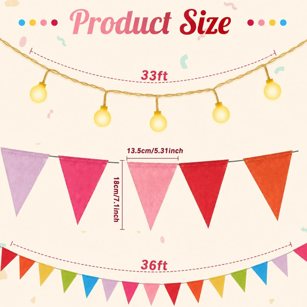 80 LED Hanging String Lights with Banner Flag Decor for Classroom Include 36ft Pastel Pennant Banner Flag 33ft Battery String Lights for Classroom Bulletin Board Wall Display School Decor