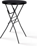 Byliable Cocktail Table 28in High Top Round Folding Indoor Outdoor, Plastic Bar Height Foldable Bistro Tall Table for Party, Patio, Dining Room, Kitchen, Events, Removable Locking Legs, Black