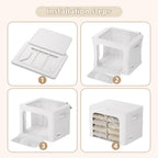 FHSQX 8 Pack Clothes Storage Bins - Foldable Storage Bins for Clothes Fabric Storage Box with Metal Frame (Cream White, 19.7x15.7x13.8 inch)