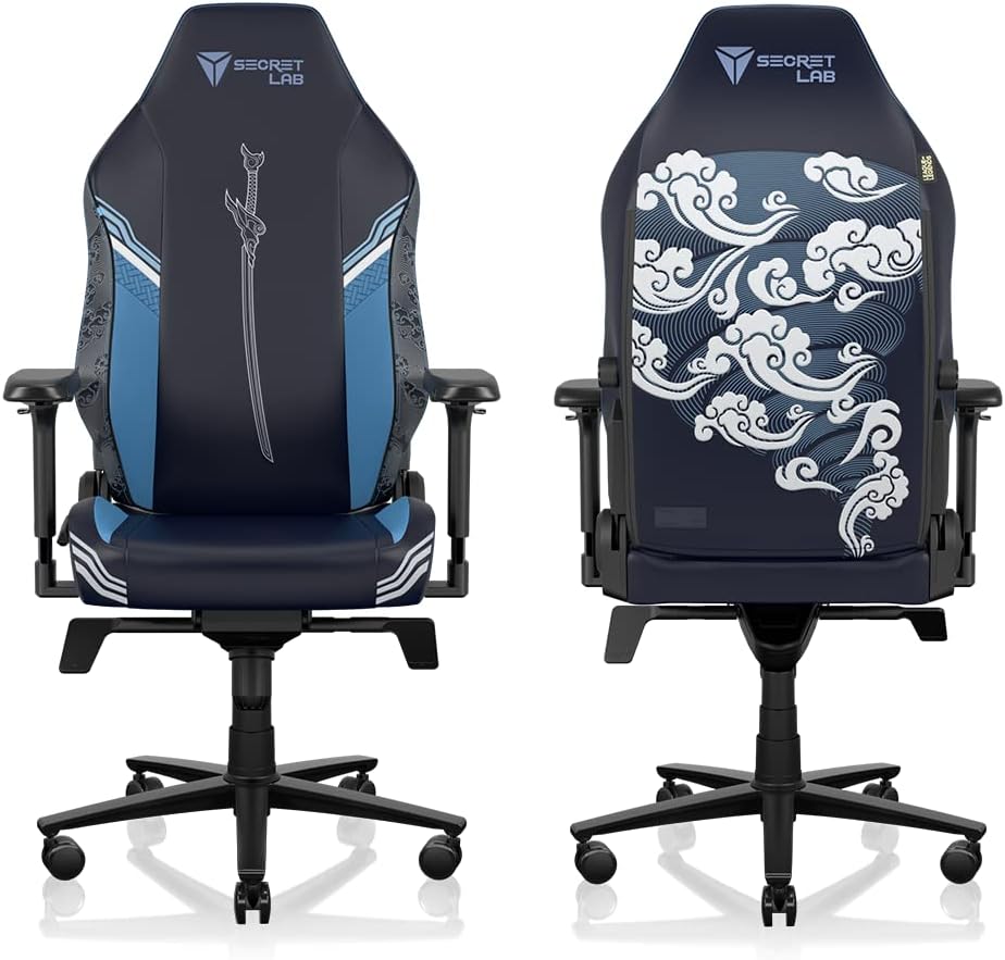 Secretlab Titan Evo Yasuo Gaming Chair - Reclining & Heavy Duty Computer Chair with 4D Armrests - Magnetic Head Pillow & Lumbar Support - Big and Tall 395 lbs - Blue - Leatherette