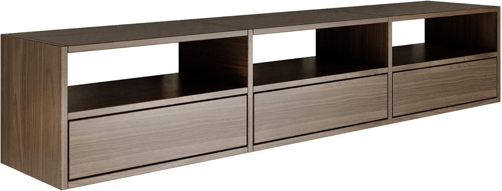 Selsey TV Lowboard - Colour Wisconsin Walnut Modern TV Chest of Drawers 150 x 30 x 30 cm (W x D x H) TV Base Cabinet for Living Room Cabinet with Flaps Push to Open Lowboard Hanging TV Cabinet Wall