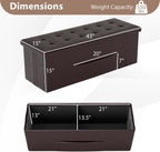 Giantex 43 Inches Folding Storage Ottoman Bench, Upholstered PU Leather Storage Chest with Side Pocket, Padded Seat, End of Bed Bench, Collapsible Ottoman Foot Rest for Living Room, Bedroom & Entryway