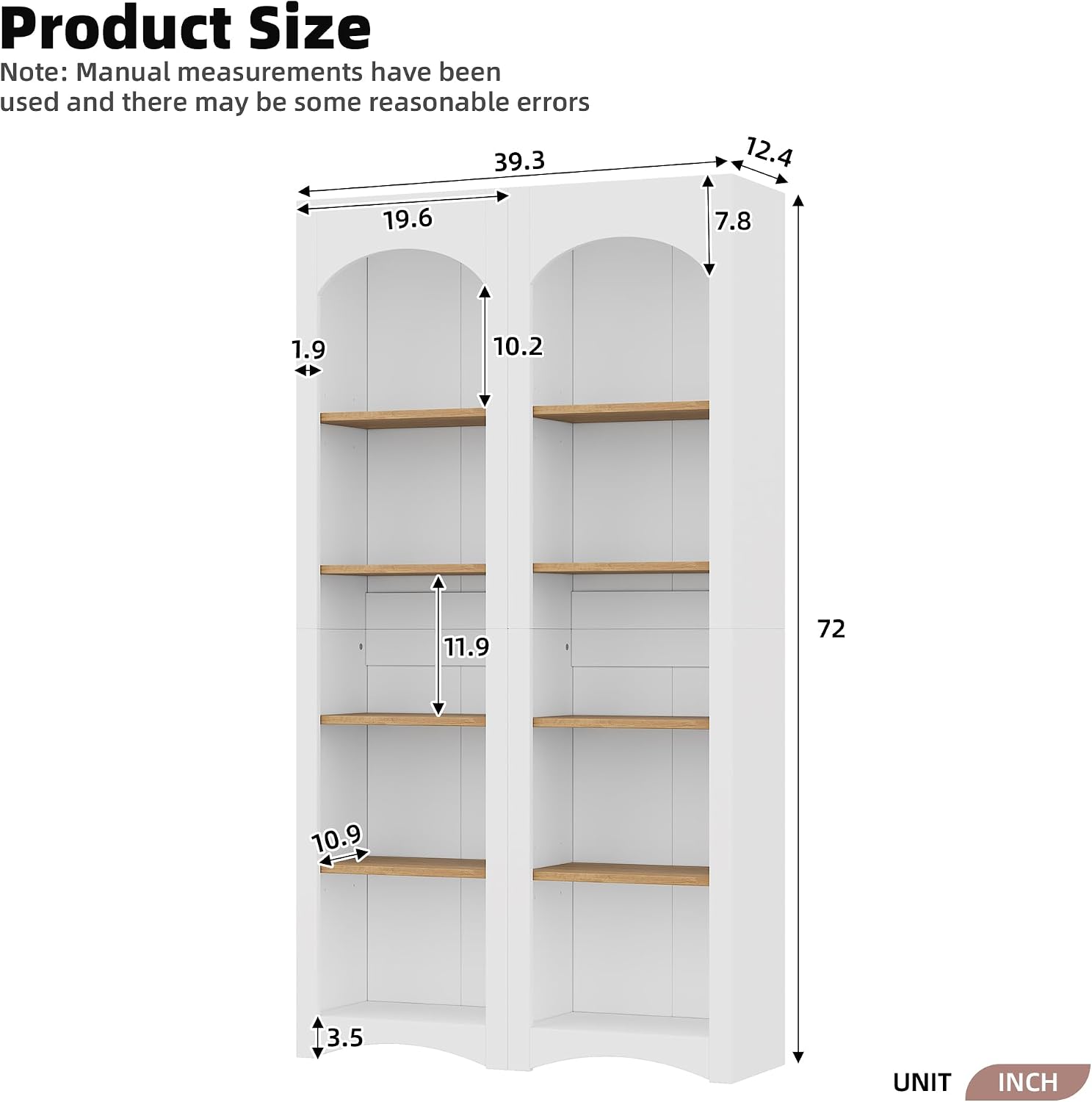 39.3" D*12.4" W*72" H Corner Freestanding Kitchen Pantry Set of 2 with 4 Shelves, Modern Minimalist, Rectangular Storage Cabinet, for Living Room, Dining Room, White