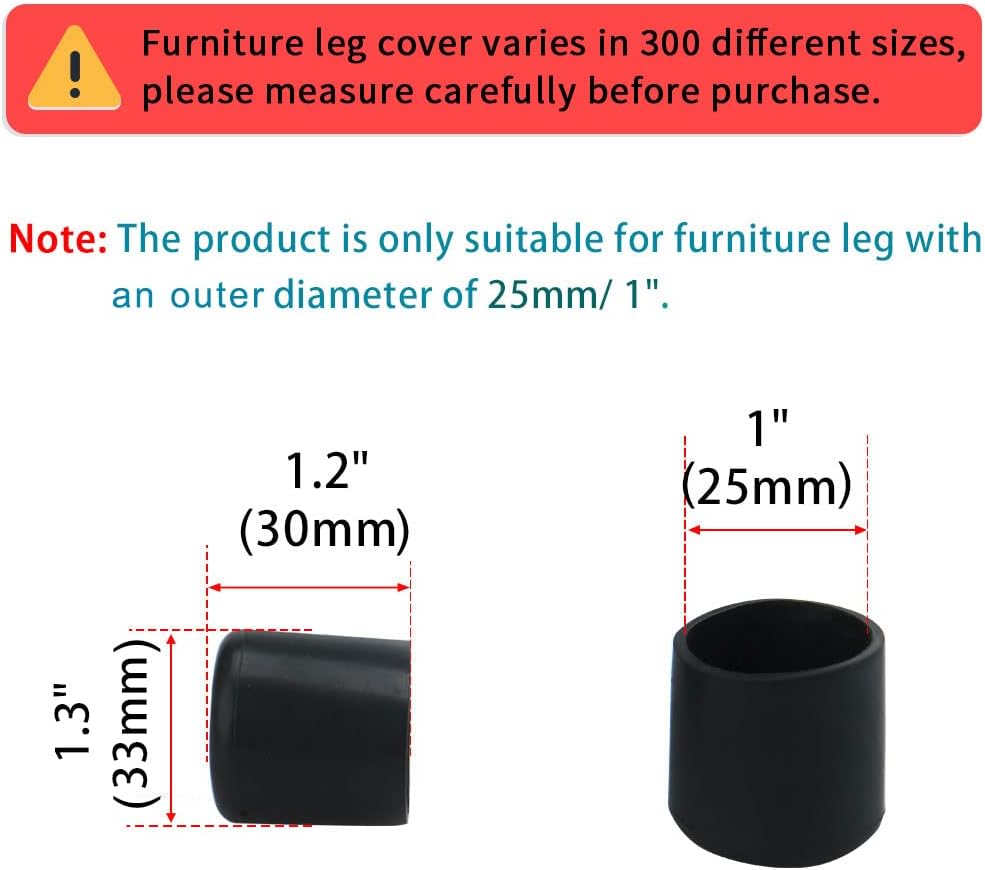 uxcell Cone Shaped Pads Table Chair Rubber Foot Cover 25mm Dia 10 Pcs Black