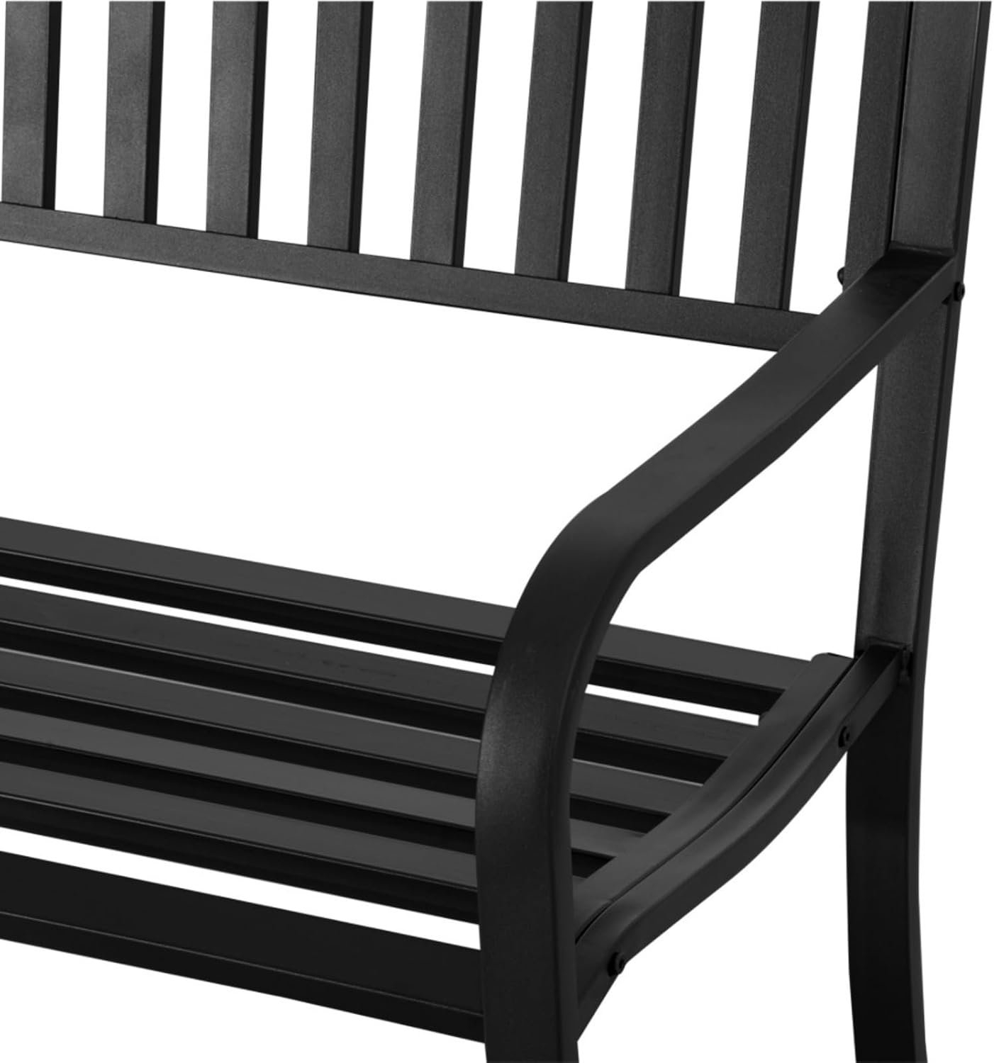 Hassyee Outdoor Metal Garden Bench with Slatted Seats and Backrests for Poolside, Garden, Lawn, Patio Porch Bench with Sturdy Frame for Balcony, Beach, Backyard