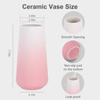 Gradient Pink Ceramic Vase, GUKJOB Small Cute Flower Vase for Pampas Grass, Home, Living Room, Dining Table, Farmhouse, Office Decor, Bedroom, Table, and Kitchen Shelf (Gradient Pink)
