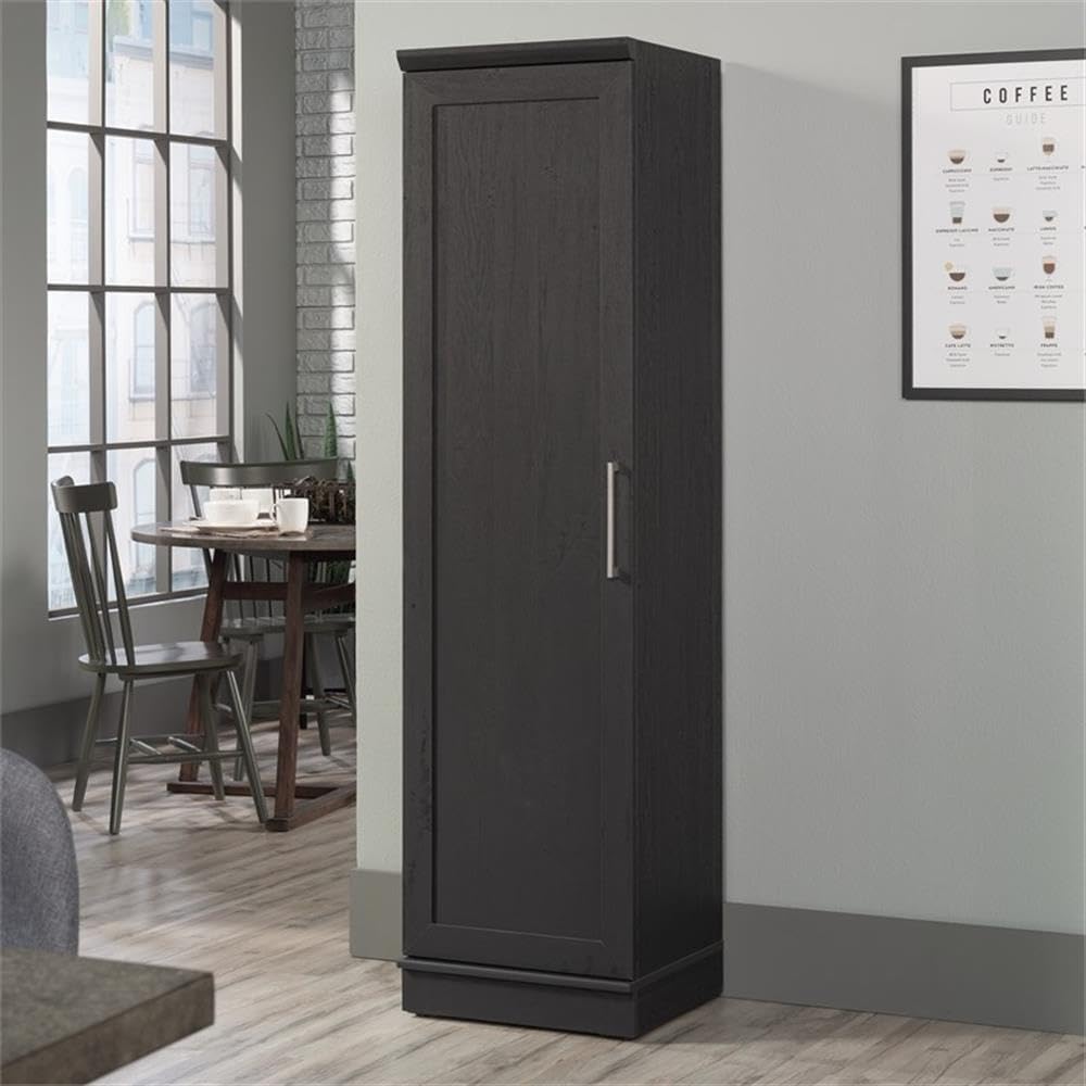 MAKLAINE Engineered Wood Single Door Pantry, 71 in Tall, Raven Oak Finish, Adjustable Shelves, Reversible Door, Compact Design for Kitchen, Dining Room, or Garage Storage