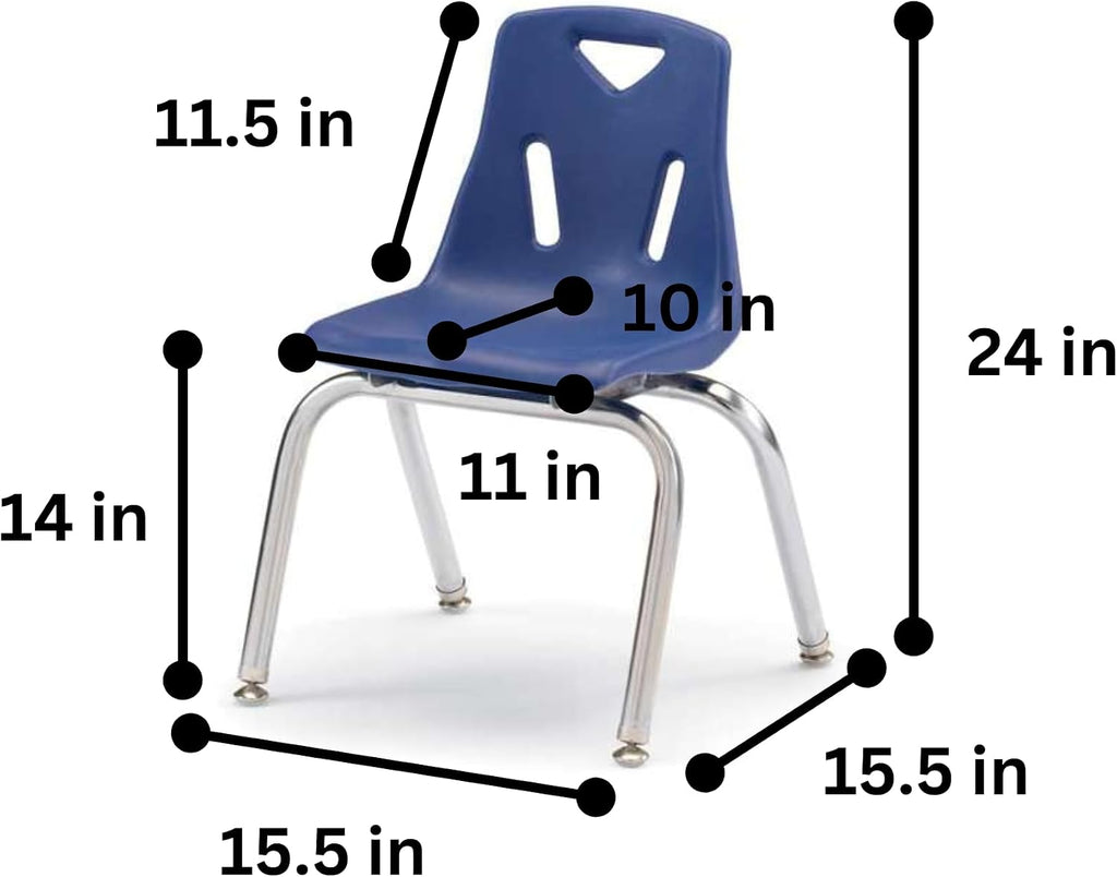 Jonti-Craft Berries 8144JC6003 Stacking Chairs with Chrome-Plated Legs, 14" Height, Blue, Pack of 6