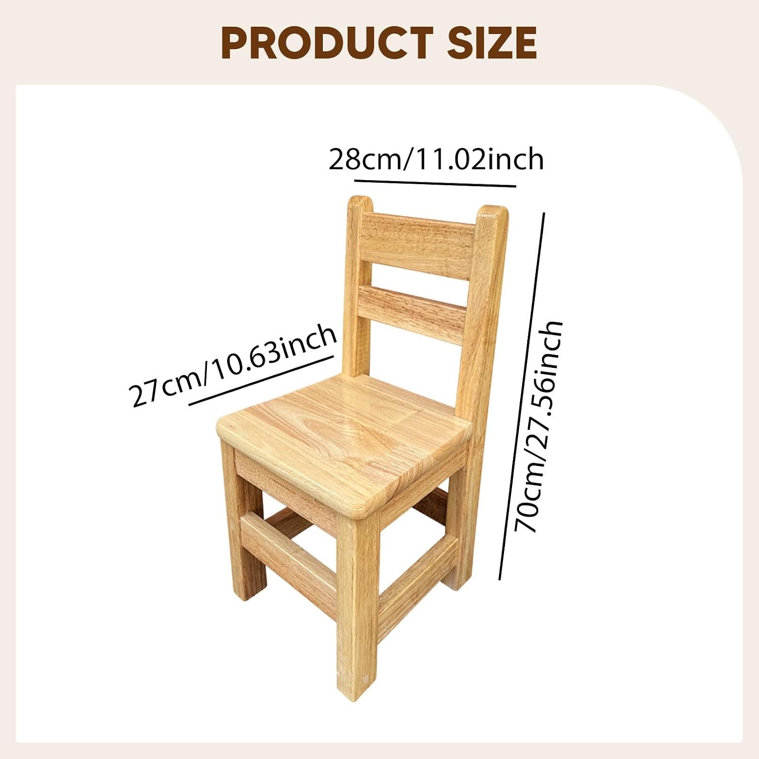 Kids Wooden Chair Decorative Comfortable Ladderback Sturdy Multifunctional Foot Stool Ottoman Fully Assembled Suitable Girls, M