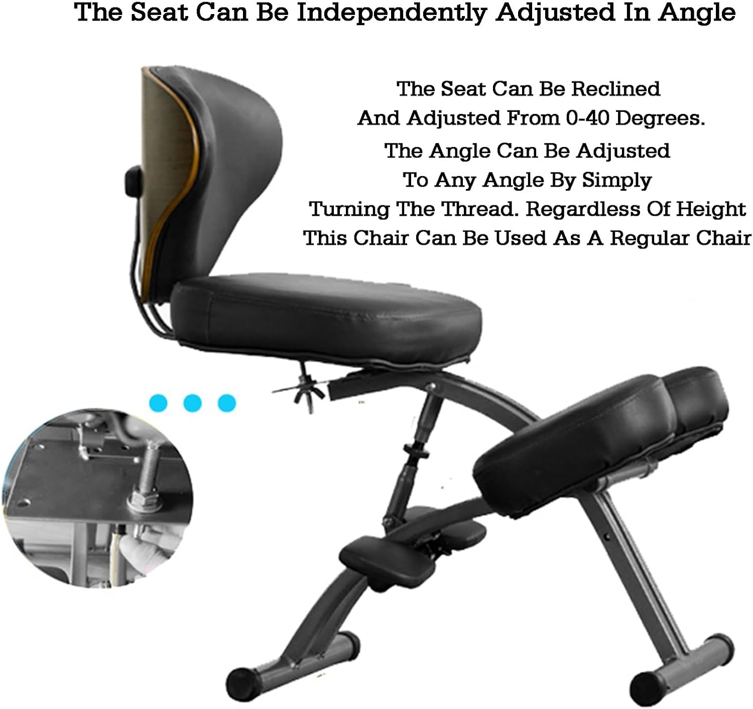 Kneeling Chair,Black Kneeling Desk Chair,Ergonomic Posture Chair with Backrest,Adjustable Height for Study Work from Home