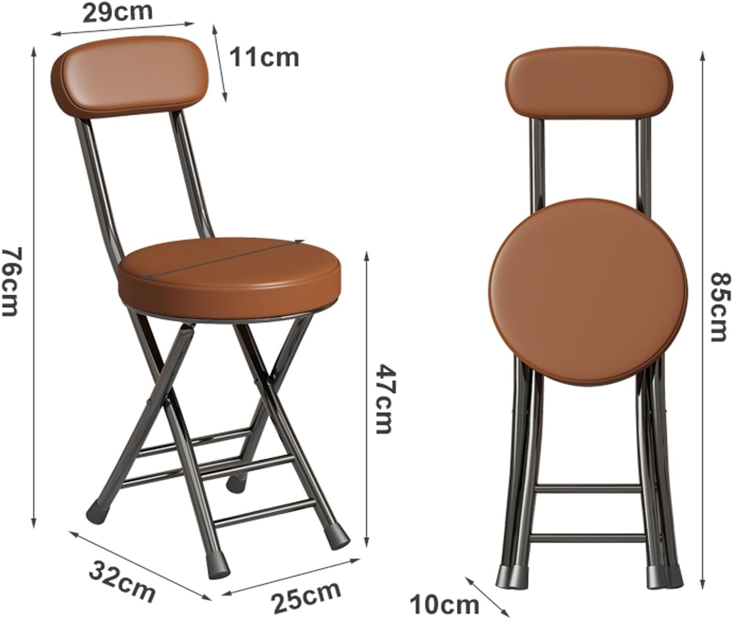 Folding Chairs -Stackable Kitchen Stools,Office Desk Guest Chair,for Indoor and Outdoor Events Commercial Event Seat White（1 Pack）(Browns)