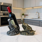 Gothic Skull Decorated Wine Bottle Rack, Halloween countertop Small Wine Rack, Room Emotional Decoration (Bronze)