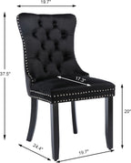 Black Velvet Dining Chairs Set of 4, Modern Upholstered Kitchen Chairs | Solid wood legs;wing back; ring pull; nailhead trim; easy assembly; upholstered dining room chairs for dining table