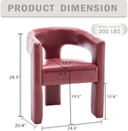 Modern Barrel Dining Chair, Comfy Faux Leather Upholstered Chairs with Open-Back, Assembled Vanity Chair, PU Leather Accent Chair Side Armchair for Dining Room, Kitchen, Living Room（Red）