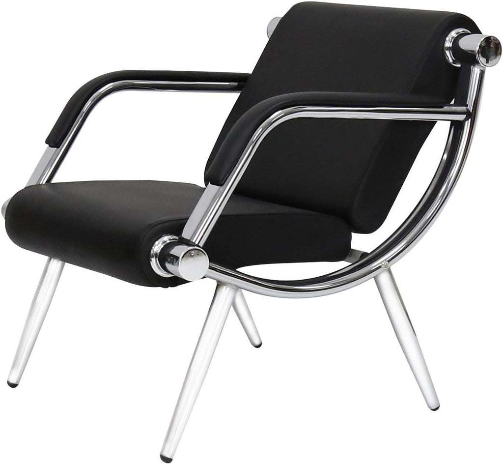 Peach Tree Black Leather Executive Side Reception Chair Office Waiting Room Guest Reception, Salon Barber Office Waiting Chair Bank Hall Airport Reception Waiting Chair 3 Seats Bench