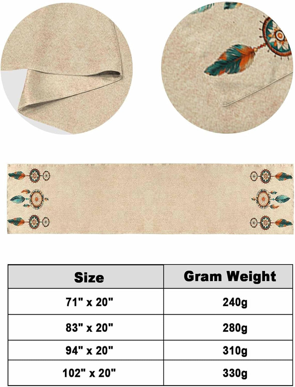 Yukro Retro Feather Bed Runner Scarf, Native American Indian Ethnic Tribe Aztec King Bed Scarf Runner, No Fading Decorative Bedding Scarf for Bedroom Hotels Homes and Guestrooms
