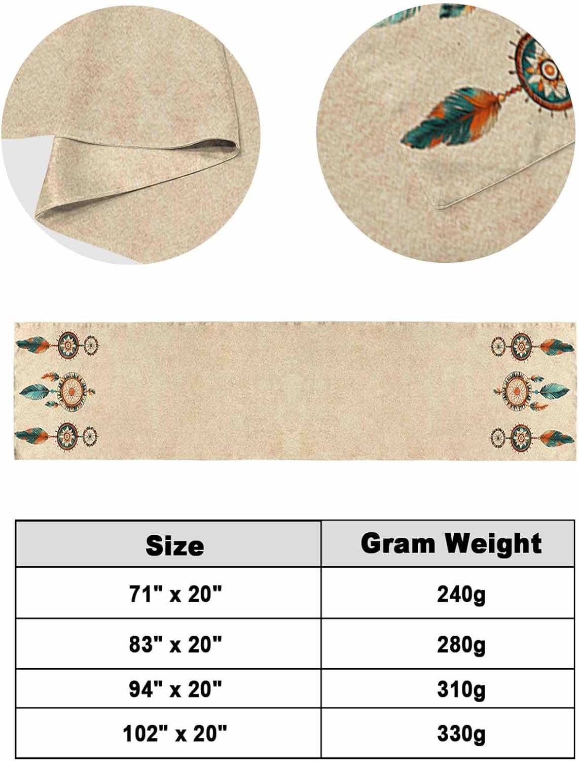 Yukro Retro Feather Bed Runner Scarf, Native American Indian Ethnic Tribe Aztec King Bed Scarf Runner, No Fading Decorative Bedding Scarf for Bedroom Hotels Homes and Guestrooms