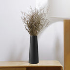 Black Ceramic Vase, 10 Inch Modern Rustic Table Vase for Pampas Grass, Flowers, Dried Flowers, Home Decor - Matte Black
