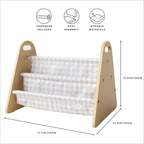 3 Sprouts Double Sided Baby Bookshelf - Portable Book Shelf for Kids Rooms - Ideal Toddler Book Storage - Nursery Bookshelf - Small Bookshelf for Child's Room - Book Organizer - Gingham Beige