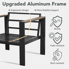 Outdoor Patio Furniture Set 2 Pieces Armchair with Washable Thick Cushions, Luxury Aluminum Patio Furniture Chair Modern Outside Sectional Set for Porch, Balcony, Deck, Yard, Dark Gray