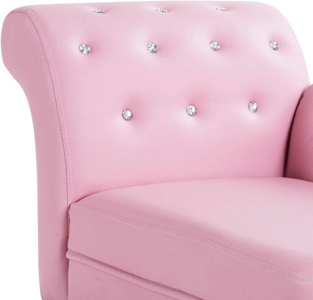 Costzon Kids Couch, 2 in 1 Princess Double Seat Children's Sofa w/PU Leather Surface, Toddler Armrest Chair for Kids Room, Soft Sofa Couch Toy Baby Boys Girls 3-5 Old Birthday