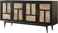 Entryway Cabinet Wooden Rattan Dining Sideboard Retro Home Wall Porch Cabinet Living Room Storage Cabinet Sideboard Storage Cabinet